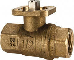 Value Collection - 1/2" Pipe, Full Port, Brass Standard Ball Valve - 1 Piece, Inline - One Way Flow, FNPT x FNPT Ends, ISO Actuation Mount Handle, 600 WOG - Americas Industrial Supply