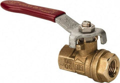 Value Collection - 1/4" Pipe, Full Port, Brass UL Listed Ball Valve - 1 Piece, Inline - One Way Flow, FNPT x FNPT Ends, Lever Handle, 600 WOG, 150 WSP - Americas Industrial Supply
