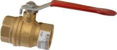 Value Collection - 1-1/4" Pipe, Full Port, Brass UL Listed Ball Valve - 1 Piece, Inline - One Way Flow, FNPT x FNPT Ends, Lever Handle, 600 WOG, 150 WSP - Americas Industrial Supply