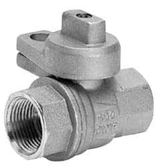 Value Collection - 1" Pipe, Brass, Straight without Side Tap, Gas Ball Valve - 600 psi WOG Rating, Locking Cap Handle, FNPT x FNPT End Connections, 1 Piece - Americas Industrial Supply