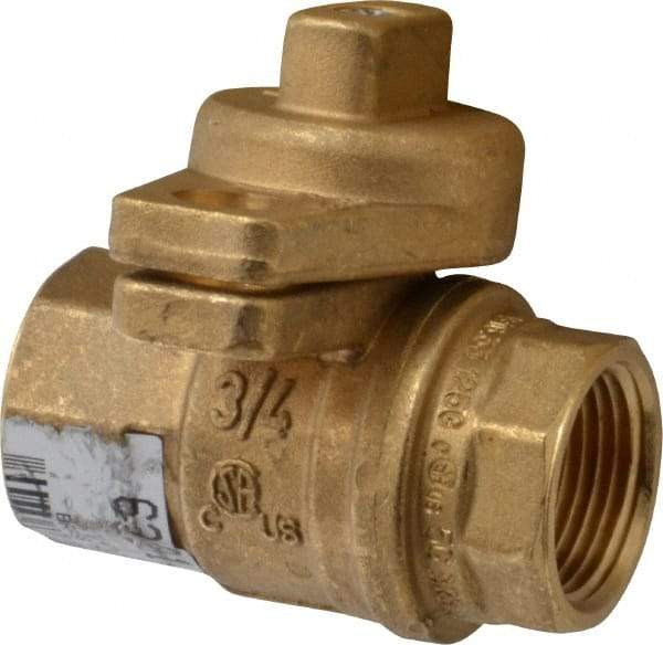 Value Collection - 3/4" Pipe, Brass, Straight without Side Tap, Gas Ball Valve - 600 psi WOG Rating, Locking Cap Handle, FNPT x FNPT End Connections, 1 Piece - Americas Industrial Supply