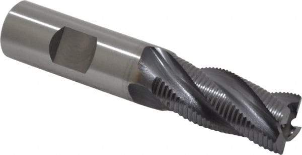 OSG - 3/4" Diam, Fine Pitch, 1-5/8" LOC, 4 Flute Cobalt Roughing Square End Mill - TiCN Finish, 3-7/8" OAL, 3/4" Shank Diam, Single End, Centercutting, 30° Helix - Americas Industrial Supply