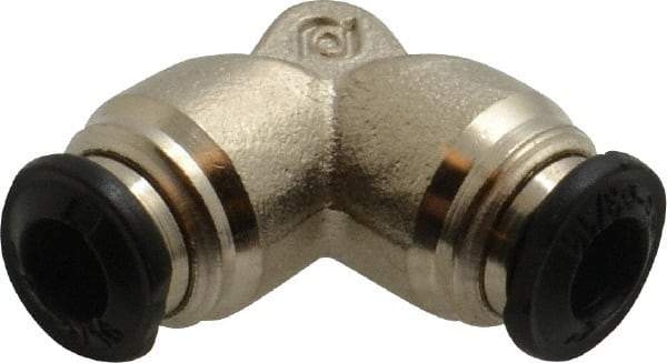 Alpha Technologies - 5mm Outside Diam, Nickel Plated Brass Push-to-Connect Tube Union Elbow - 250 Max psi, Tube to Tube Connection, Buna O-Ring - Americas Industrial Supply