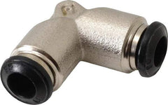 Alpha Technologies - 6mm Outside Diam, Nickel Plated Brass Push-to-Connect Tube Union Elbow - 250 Max psi, Tube to Tube Connection, Buna O-Ring - Americas Industrial Supply