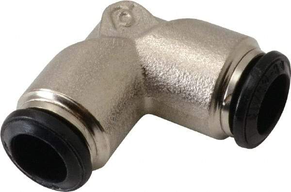Alpha Technologies - 8mm Outside Diam, Nickel Plated Brass Push-to-Connect Tube Union Elbow - 250 Max psi, Tube to Tube Connection, Buna O-Ring - Americas Industrial Supply