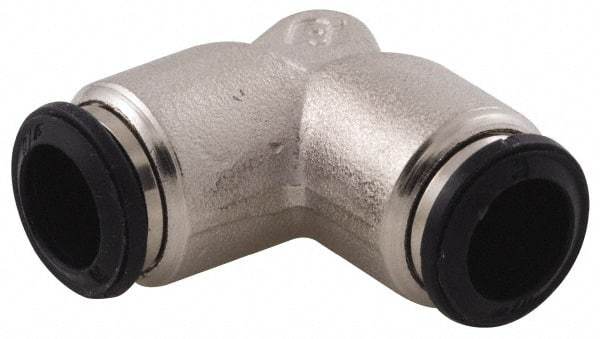Alpha Technologies - 3mm Outside Diam, Nickel Plated Brass Push-to-Connect Tube Union Elbow - 250 Max psi, Tube to Tube Connection, Buna O-Ring - Americas Industrial Supply