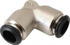 Alpha Technologies - 10mm Outside Diam, Nickel Plated Brass Push-to-Connect Tube Union Elbow - 250 Max psi, Tube to Tube Connection, Buna O-Ring - Americas Industrial Supply