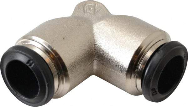 Alpha Technologies - 12mm Outside Diam, Nickel Plated Brass Push-to-Connect Tube Union Elbow - 250 Max psi, Tube to Tube Connection, Buna O-Ring - Americas Industrial Supply