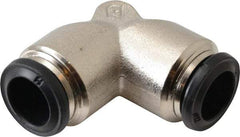 Alpha Technologies - 12mm Outside Diam, Nickel Plated Brass Push-to-Connect Tube Union Elbow - 250 Max psi, Tube to Tube Connection, Buna O-Ring - Americas Industrial Supply