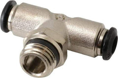 Alpha Technologies - 6mm Outside Diam, 1/4 Universal, Nickel Plated Brass Push-to-Connect Tube Male Swivel Branch Tee - 250 Max psi, Tube to Universal Thread Connection, Buna O-Ring - Americas Industrial Supply