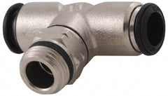 Alpha Technologies - 3mm Outside Diam, M5 Metric, Nickel Plated Brass Push-to-Connect Tube Male Swivel Branch Tee - 250 Max psi, Tube to Metric Thread Connection, Buna O-Ring - Americas Industrial Supply