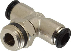 Alpha Technologies - 10mm Outside Diam, 1/2 Universal, Nickel Plated Brass Push-to-Connect Tube Male Swivel Branch Tee - 250 Max psi, Tube to Universal Thread Connection, Buna O-Ring - Americas Industrial Supply