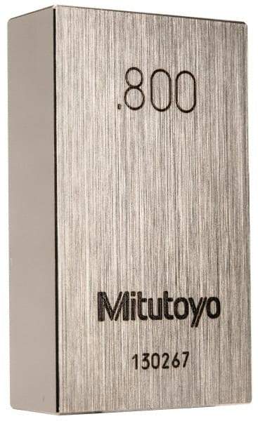 Mitutoyo - 0.8" Rectangular Steel Gage Block - Accuracy Grade 0, Includes Certificate of Inspection - Americas Industrial Supply