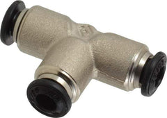 Alpha Technologies - 4mm Outside Diam, Nickel Plated Brass Push-to-Connect Tube Union Tee - 250 Max psi, Tube to Tube Connection, Buna O-Ring - Americas Industrial Supply