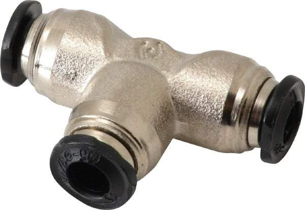 Alpha Technologies - 5mm Outside Diam, Nickel Plated Brass Push-to-Connect Tube Union Tee - 250 Max psi, Tube to Tube Connection, Buna O-Ring - Americas Industrial Supply