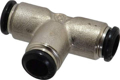 Alpha Technologies - 8mm Outside Diam, Nickel Plated Brass Push-to-Connect Tube Union Tee - 250 Max psi, Tube to Tube Connection, Buna O-Ring - Americas Industrial Supply