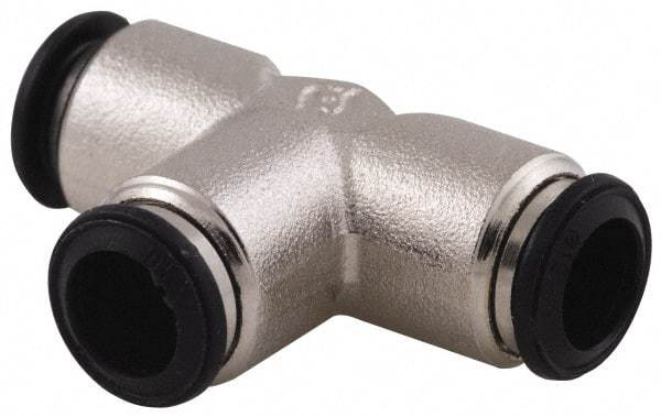 Alpha Technologies - 14mm Outside Diam, Nickel Plated Brass Push-to-Connect Tube Union Tee - 250 Max psi, Tube to Tube Connection, Buna O-Ring - Americas Industrial Supply