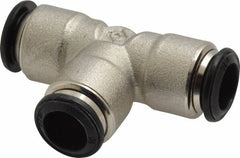 Alpha Technologies - 10mm Outside Diam, Nickel Plated Brass Push-to-Connect Tube Union Tee - 250 Max psi, Tube to Tube Connection, Buna O-Ring - Americas Industrial Supply