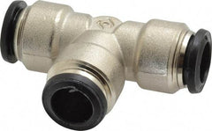 Alpha Technologies - 12mm Outside Diam, Nickel Plated Brass Push-to-Connect Tube Union Tee - 250 Max psi, Tube to Tube Connection, Buna O-Ring - Americas Industrial Supply