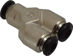 Alpha Technologies - 4mm Outside Diam, Nickel Plated Brass Push-to-Connect Tube Union Y - 250 Max psi, Tube to Tube Connection, Buna O-Ring - Americas Industrial Supply