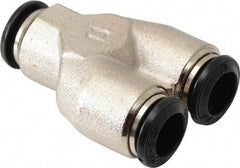 Alpha Technologies - 8mm Outside Diam, Nickel Plated Brass Push-to-Connect Tube Union Y - 250 Max psi, Tube to Tube Connection, Buna O-Ring - Americas Industrial Supply