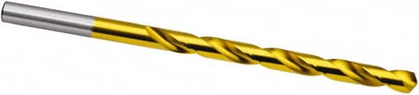 Taper Length Drill Bit: 0.3594″ Dia, 118 ° TiN Finish, RH Cut, Spiral Flute, Straight Shank, Series 667
