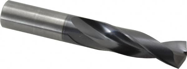 Accupro - 3/4" 140° Solid Carbide Jobber Drill - AlTiN Finish, Right Hand Cut, Spiral Flute, Straight Shank, 5" OAL, Notched Point - Americas Industrial Supply