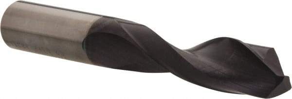 Accupro - 9/16" 140° Solid Carbide Jobber Drill - AlTiN Finish, Right Hand Cut, Spiral Flute, Straight Shank, 4" OAL, Notched Point - Americas Industrial Supply