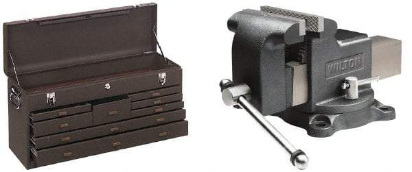Kennedy - 1 Compartment 8 Drawer Tool Chest - 26-3/4" Wide x 8-1/2" Deep x 13-5/8" High, Steel, Brown - Americas Industrial Supply