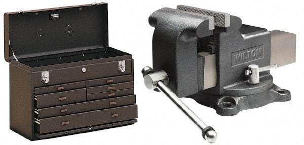 Kennedy - 1 Compartment 7 Drawer Tool Chest - 20-1/8" Wide x 8-1/2" Deep x 13-5/8" High, Steel, Brown - Americas Industrial Supply