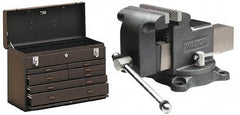 Kennedy - 1 Compartment 7 Drawer Tool Chest - 20-1/8" Wide x 8-1/2" Deep x 13-5/8" High, Steel, Brown - Americas Industrial Supply