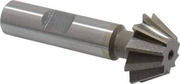 Value Collection - 1" Diam x 7/16" Width of Cut, 60° Included Angle, Shank Connection, Cobalt Single Angle Cutter - 1/2" Shank Diam, 2-1/2" Overall Length, Right Hand Cut, Uncoated - Americas Industrial Supply