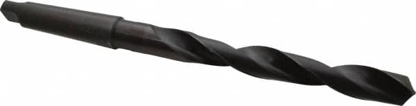 Interstate - 1-1/8", 4MT 118° Point High Speed Steel Taper Shank Drill Bit - Oxide Finish, 10" Flute Length, 15" OAL, Spiral Flute, Series 502 - Americas Industrial Supply