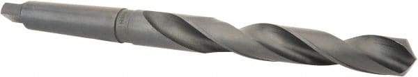 Interstate - 1-1/4", 4MT 118° Point High Speed Steel Taper Shank Drill Bit - Oxide Finish, 10" Flute Length, 15" OAL, Spiral Flute, Series 502 - Americas Industrial Supply