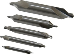 Interstate - 5 Piece, #1 to 5, Plain Edge, Cobalt Combo Drill & Countersink Set - 60° Incl Angle, Double End - Americas Industrial Supply