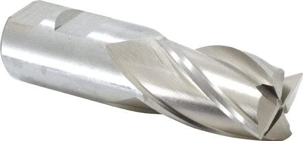 Interstate - 1-1/4", 2" LOC, 1-1/4" Shank Diam, 4-1/2" OAL, 4 Flute, High Speed Steel Square End Mill - Single End, Uncoated, Spiral Flute, 30° Helix, Right Hand Cut, Right Hand Flute - Americas Industrial Supply