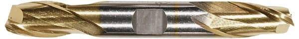 Hertel - 5/32", 15/64" LOC, 3/8" Shank Diam, 2-3/4" OAL, 2 Flute, High Speed Steel Square End Mill - Double End, TiN Finish, Spiral Flute, 30° Helix, Centercutting, Right Hand Cut, Right Hand Flute - Americas Industrial Supply