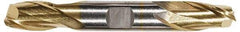 Hertel - 5/32", 15/64" LOC, 3/8" Shank Diam, 2-3/4" OAL, 2 Flute, High Speed Steel Square End Mill - Double End, TiN Finish, Spiral Flute, 30° Helix, Centercutting, Right Hand Cut, Right Hand Flute - Americas Industrial Supply