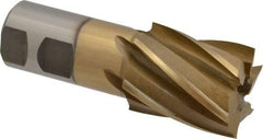 Interstate - 1-5/8", 2" LOC, 1-1/4" Shank Diam, 4-1/2" OAL, 6 Flute, High Speed Steel Square End Mill - Single End, TiN Finish, Spiral Flute, 30° Helix, Right Hand Cut, Right Hand Flute - Americas Industrial Supply
