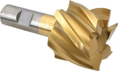 Interstate - 2", 1-1/2" LOC, 3/4" Shank Diam, 3-7/8" OAL, 6 Flute, High Speed Steel Square End Mill - Single End, TiN Finish, Spiral Flute, 30° Helix, Right Hand Cut, Right Hand Flute - Americas Industrial Supply