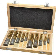 Interstate - 1/4 to 3/4", 2, 4 Flute Square End Mill Set - TiN Coating, High Speed Steel, Single End, Centercutting - Americas Industrial Supply