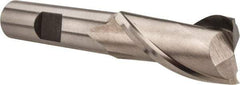 Interstate - 18mm, 1-5/16" LOC, 1/2" Shank Diam, 3-5/16" OAL, 2 Flute, High Speed Steel Square End Mill - Single End, Uncoated, Spiral Flute, Centercutting, Right Hand Cut, Right Hand Flute - Americas Industrial Supply