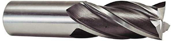 Niagara Cutter - 1-1/2", 2" LOC, 1-1/4" Shank Diam, 4-1/2" OAL, 6 Flute, Cobalt Square End Mill - Single End, Uncoated, Spiral Flute, 30° Helix, Centercutting, Right Hand Cut, Right Hand Flute, Series SPC408 - Americas Industrial Supply