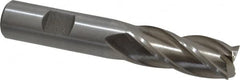 Interstate - 16mm, 1-5/8" LOC, 5/8" Shank Diam, 3-3/4" OAL, 4 Flute, High Speed Steel Square End Mill - Single End, Uncoated, Spiral Flute, Centercutting, Right Hand Cut, Right Hand Flute - Americas Industrial Supply