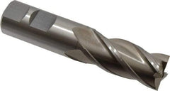 Interstate - 22mm, 1-7/8" LOC, 7/8" Shank Diam, 4-1/8" OAL, 4 Flute, High Speed Steel Square End Mill - Single End, Uncoated, Spiral Flute, Centercutting, Right Hand Cut, Right Hand Flute - Americas Industrial Supply