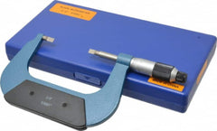 Value Collection - 2" to 3" Mechanical Enamel Coated Blade Micrometer - 0.0001" Graduation, 0.75mm Blade Thickness, Ratchet-Friction Thimble - Americas Industrial Supply