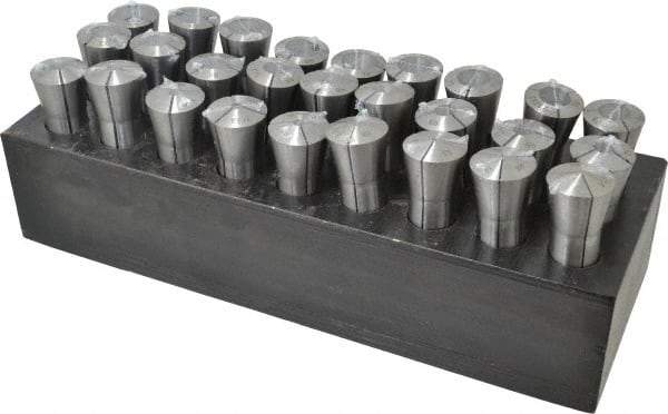 Value Collection - 27 Piece, 1/16" to 7/8" Capacity, R8 Collet Set - 0.0007" TIR - Exact Industrial Supply
