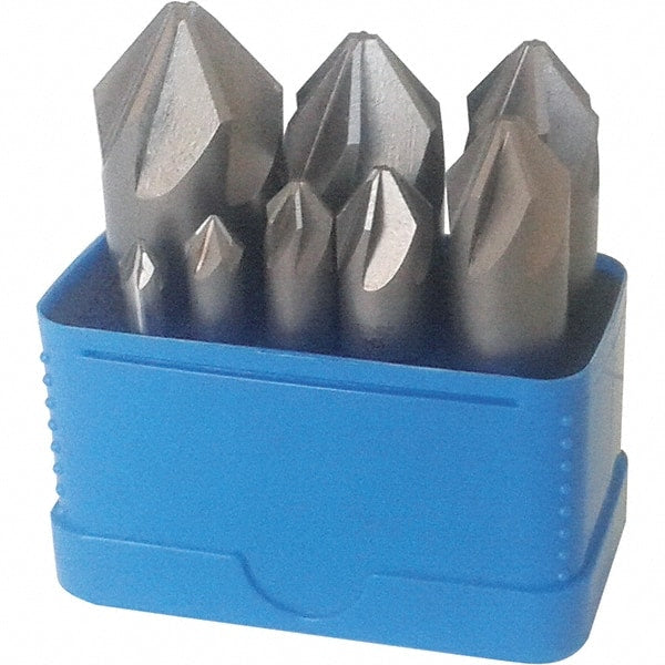 Interstate - 8 Piece, 1/4 to 1" Head Diam, 82° Included Angle, Single End Countersink Set - Americas Industrial Supply