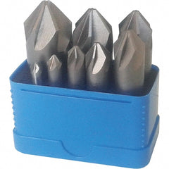 Interstate - 8 Piece, 1/4 to 1" Head Diam, 90° Included Angle, Single End Countersink Set - Americas Industrial Supply