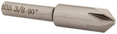 Interstate - 3/8" Head Diam, 1/4" Shank Diam, 6 Flute 90° Cobalt Countersink - Bright Finish, 2" OAL, Single End, Straight Shank, Right Hand Cut - Americas Industrial Supply